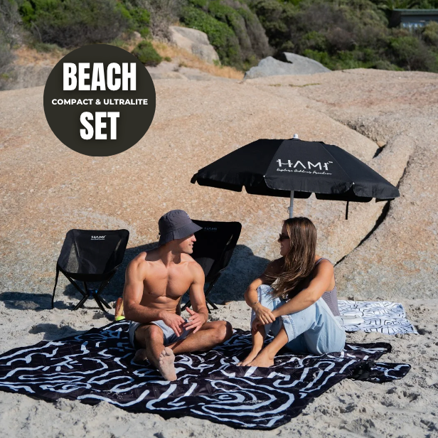 Ultimate HAMI Beach Set - Black (Buy a Picnic Blanket, Towel, Umbrella & Chair)