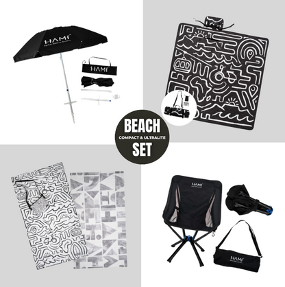 Ultimate HAMI Beach Set - Black (Buy a Picnic Blanket, Towel, Umbrella & Chair)